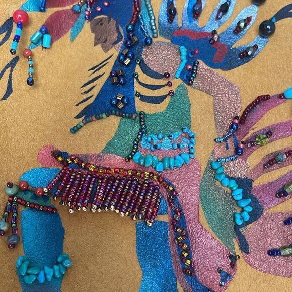 Beautiful  Vintage Char Sante Fe leather jacket with hand painting and beading - Picture 7 of 9